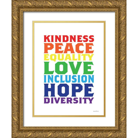 Rainbow Equality Gold Ornate Wood Framed Art Print with Double Matting by lettered And lined