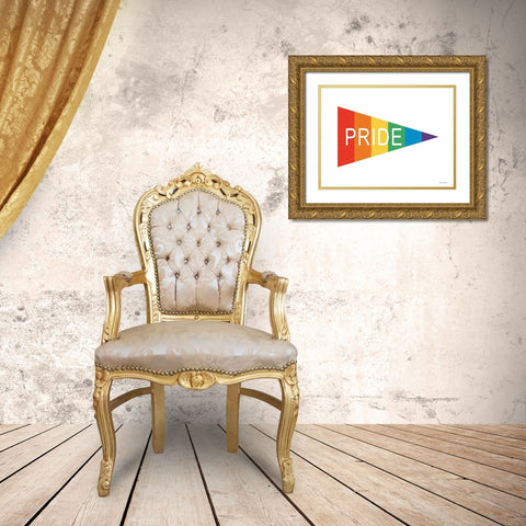 Pride Flag  Gold Ornate Wood Framed Art Print with Double Matting by lettered And lined