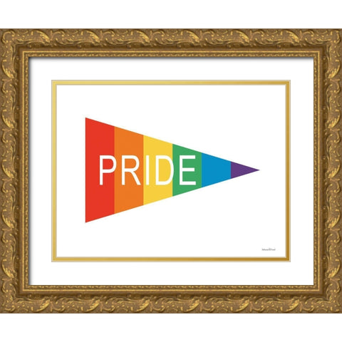 Pride Flag  Gold Ornate Wood Framed Art Print with Double Matting by lettered And lined