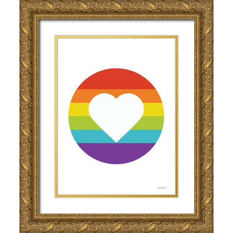 Rainbow Heart Gold Ornate Wood Framed Art Print with Double Matting by lettered And lined