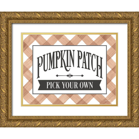 Pumpkin Patch Gold Ornate Wood Framed Art Print with Double Matting by Lettered And Lined