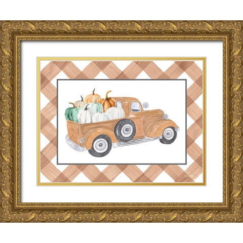 Autumn Haul Gold Ornate Wood Framed Art Print with Double Matting by Lettered And Lined