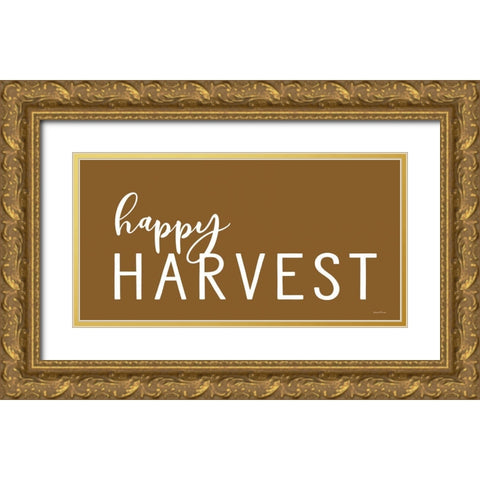 Happy Harvest Gold Ornate Wood Framed Art Print with Double Matting by Lettered and Lined