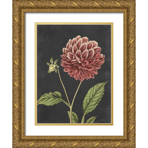 Dahlia Gold Ornate Wood Framed Art Print with Double Matting by Lettered And Lined