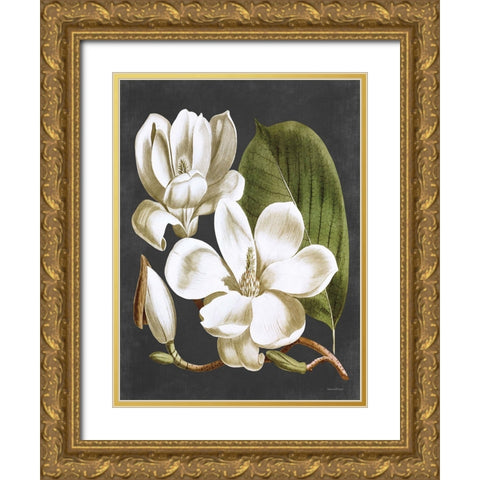 Magnolia Gold Ornate Wood Framed Art Print with Double Matting by Lettered and Lined