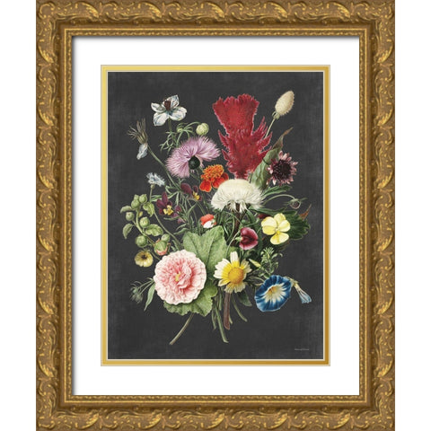Vintage Bouquet Gold Ornate Wood Framed Art Print with Double Matting by Lettered And Lined