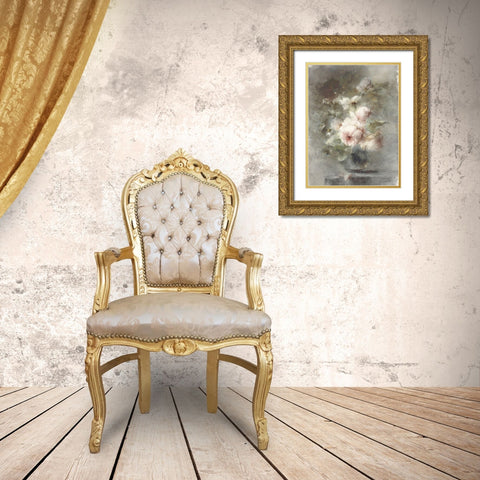 Old World Rose Bouquet Gold Ornate Wood Framed Art Print with Double Matting by Lettered And Lined