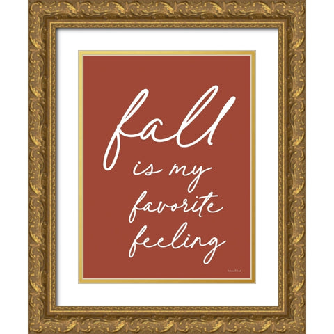 Fall is My Favorite Feeling Gold Ornate Wood Framed Art Print with Double Matting by Lettered And Lined