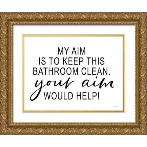 Clean Bathroom Gold Ornate Wood Framed Art Print with Double Matting by Lettered And Lined