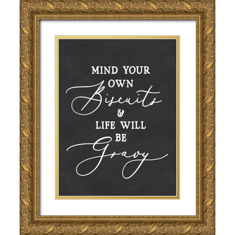 Biscuits And Gravy Gold Ornate Wood Framed Art Print with Double Matting by Lettered And Lined