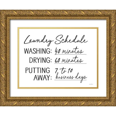 Laundry Schedule Gold Ornate Wood Framed Art Print with Double Matting by Lettered And Lined
