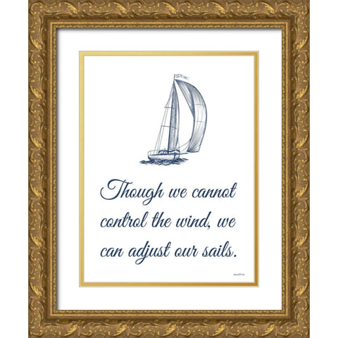Adjust Our Sails Gold Ornate Wood Framed Art Print with Double Matting by Lettered And Lined