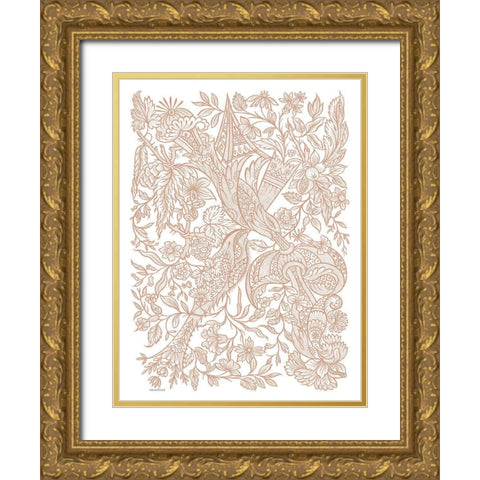Pretty Pattern Gold Ornate Wood Framed Art Print with Double Matting by Lettered And Lined