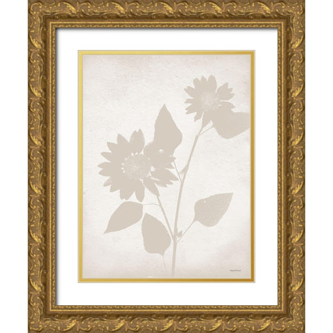 Floral Silhouette III Gold Ornate Wood Framed Art Print with Double Matting by Lettered And Lined