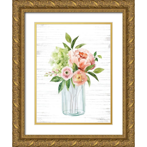 Spring Floral III Gold Ornate Wood Framed Art Print with Double Matting by Lettered And Lined