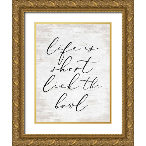 Lick the Bowl Gold Ornate Wood Framed Art Print with Double Matting by Lettered And Lined