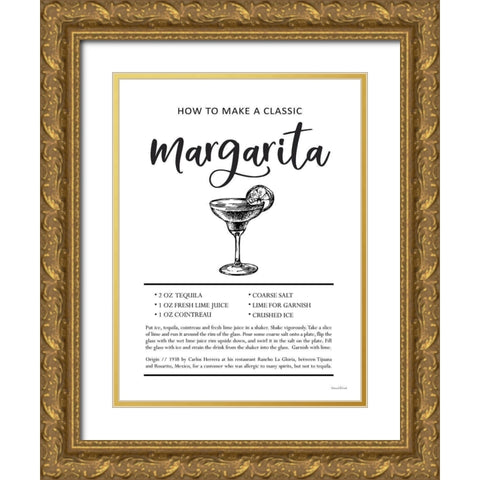 Margarita Gold Ornate Wood Framed Art Print with Double Matting by Lettered And Lined