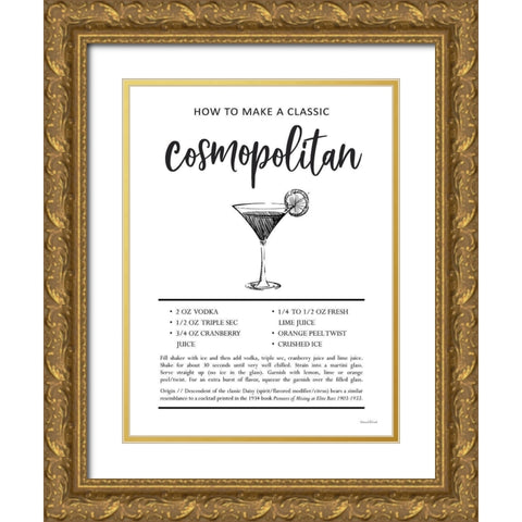 Cosmopolitan Gold Ornate Wood Framed Art Print with Double Matting by Lettered And Lined
