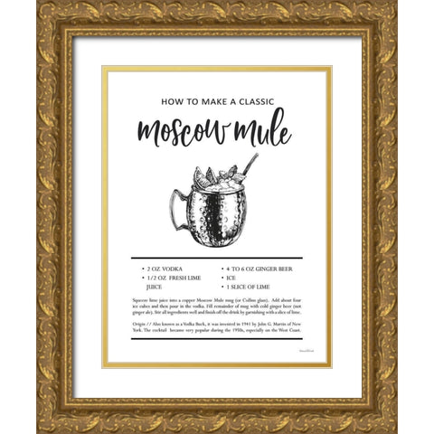 Moscow Mule Gold Ornate Wood Framed Art Print with Double Matting by Lettered And Lined