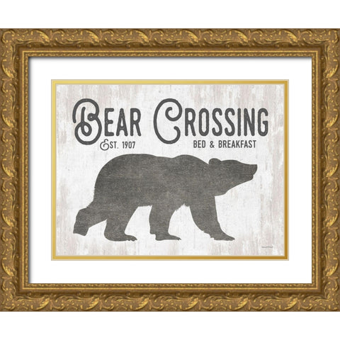 Bear Crossing Gold Ornate Wood Framed Art Print with Double Matting by Lettered And Lined