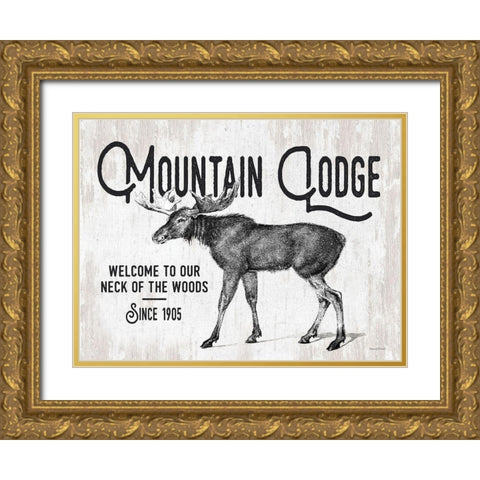 Mountain Lodge Gold Ornate Wood Framed Art Print with Double Matting by Lettered And Lined