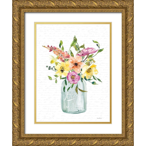 Kitchen Flowers I Gold Ornate Wood Framed Art Print with Double Matting by lettered and lined