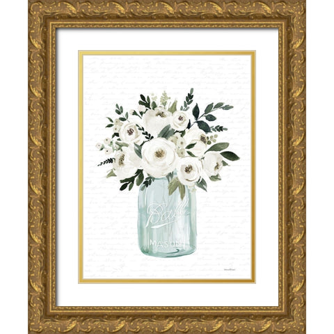 Kitchen Flowers II Gold Ornate Wood Framed Art Print with Double Matting by lettered and lined