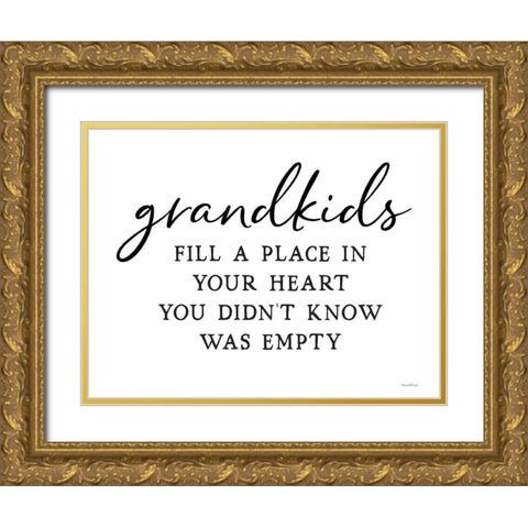 Grandkids Gold Ornate Wood Framed Art Print with Double Matting by Lettered And Lined