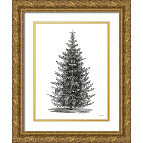 Oh Christmas Tree Gold Ornate Wood Framed Art Print with Double Matting by Lettered and Lined