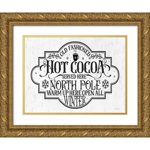 Hot Cocoa Gold Ornate Wood Framed Art Print with Double Matting by Lettered and Lined