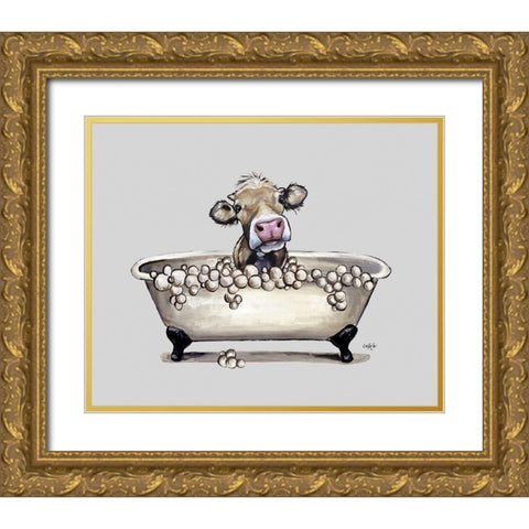 Farm Animal Bubble Bath I Gold Ornate Wood Framed Art Print with Double Matting by Keller, Lee