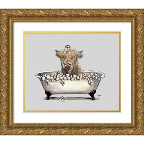 Farm Animal Bubble Bath III Gold Ornate Wood Framed Art Print with Double Matting by Keller, Lee