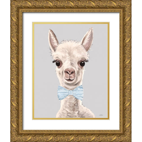 Baby Boy Alpaca Gold Ornate Wood Framed Art Print with Double Matting by Keller, Lee