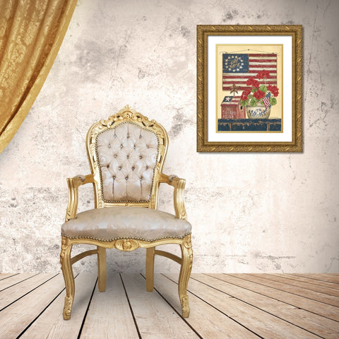 Americana Old Glory Gold Ornate Wood Framed Art Print with Double Matting by Spivey, Linda