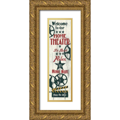 Movie Night Gold Ornate Wood Framed Art Print with Double Matting by Spivey, Linda