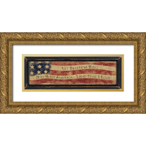 God Bless America Gold Ornate Wood Framed Art Print with Double Matting by Spivey, Linda