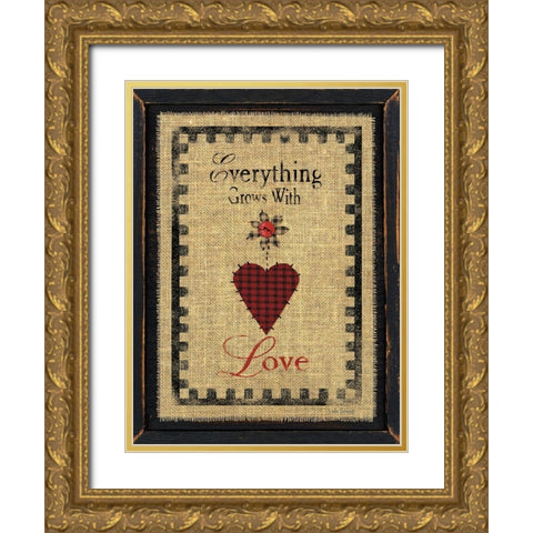 With Love Gold Ornate Wood Framed Art Print with Double Matting by Spivey, Linda