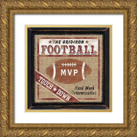 Football Gold Ornate Wood Framed Art Print with Double Matting by Spivey, Linda