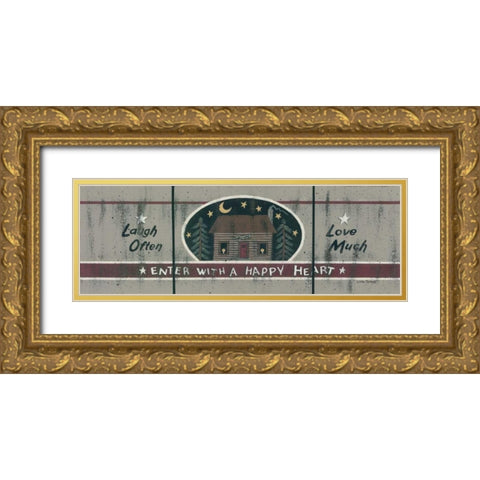 Happy Cabin Gold Ornate Wood Framed Art Print with Double Matting by Spivey, Linda