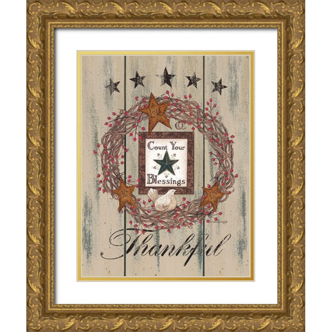 Count Your Blessings Gold Ornate Wood Framed Art Print with Double Matting by Spivey, Linda