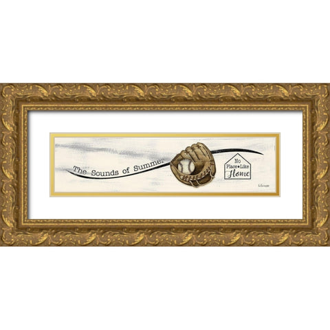 Baseball - Summer Gold Ornate Wood Framed Art Print with Double Matting by Spivey, Linda