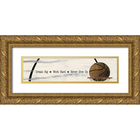 Basketball - Dream Gold Ornate Wood Framed Art Print with Double Matting by Spivey, Linda