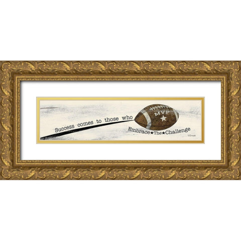 Football - Challenge Gold Ornate Wood Framed Art Print with Double Matting by Spivey, Linda
