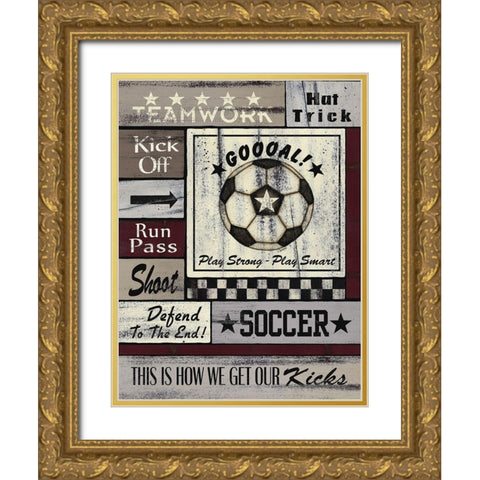Soccer Goal Gold Ornate Wood Framed Art Print with Double Matting by Spivey, Linda