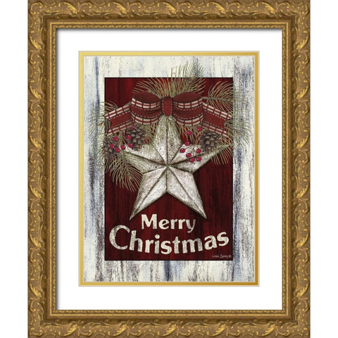 Christmas Barn Star Gold Ornate Wood Framed Art Print with Double Matting by Spivey, Linda