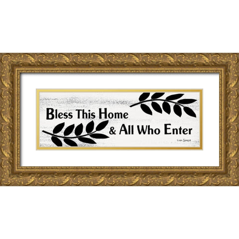Bless This Home  Gold Ornate Wood Framed Art Print with Double Matting by Spivey, Linda