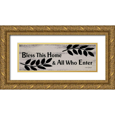 Bless This Home  Gold Ornate Wood Framed Art Print with Double Matting by Spivey, Linda