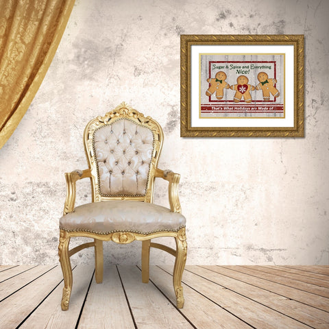 Farmhouse Gingerbread Gold Ornate Wood Framed Art Print with Double Matting by Spivey, Linda