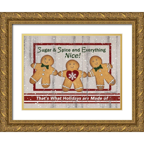 Farmhouse Gingerbread Gold Ornate Wood Framed Art Print with Double Matting by Spivey, Linda