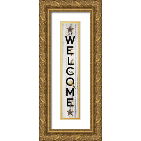 Welcome Birds Gold Ornate Wood Framed Art Print with Double Matting by Spivey, Linda